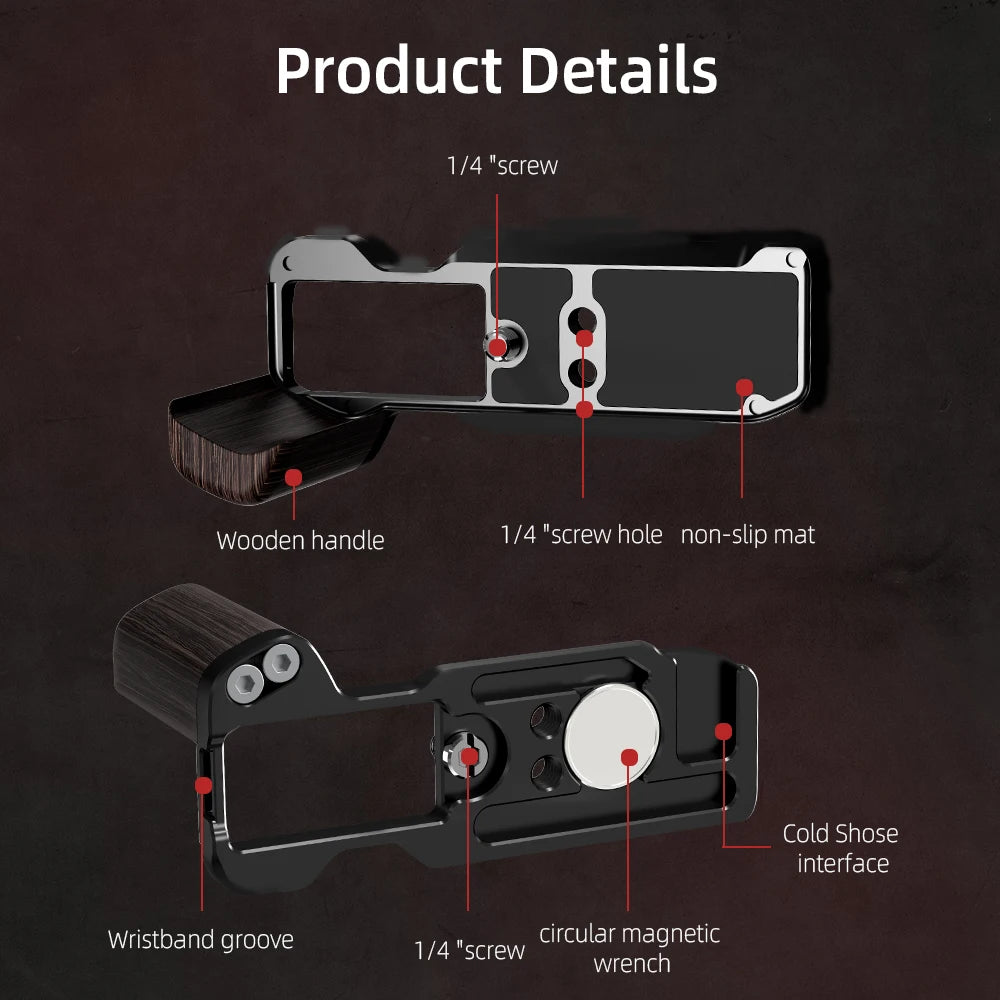 Flymile X-M5 Thumb Grip Aluminum Alloy Metal Thumb Up Grip for FUJIFILM X-M5 Camera with Hot Shoe Thumb Rest Support Holder Digital camera repair parts