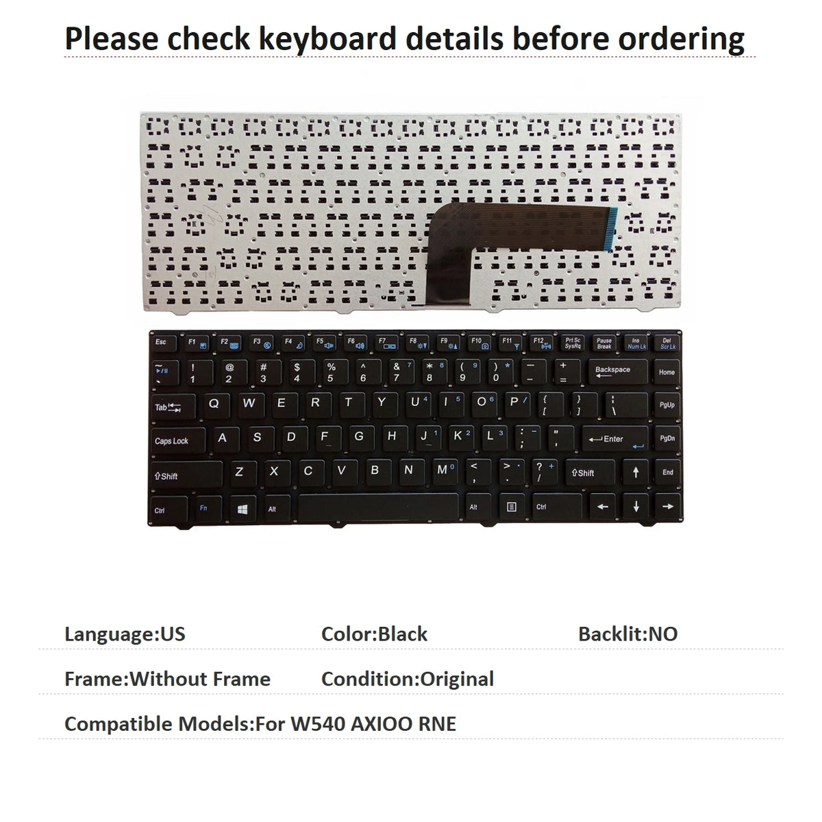 New US Language  Keyboard For CLEVO W540 AXIOO RNE Notebook PC Replacement Keyboard