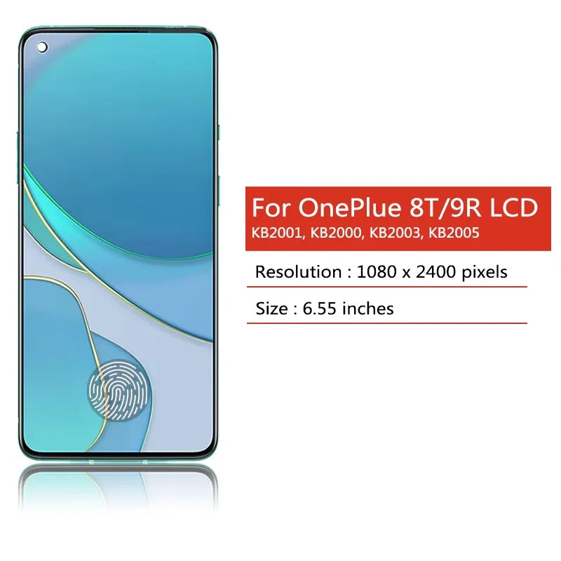 6.55"New For Oneplus 8T 9R KB2001 KB2000 LCD Touch Digitizer For 1+8T 1+9R LE2101 LE2100 Display Replacement  OnePlus phone repair parts