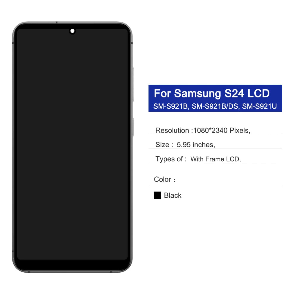 For Samsung S24 4G 5G Tested S24 For S921B SM-S921B/DS SM-S921U LCD Display Touch Screen Digitizer Assembly Replacement Samsung phone repair parts