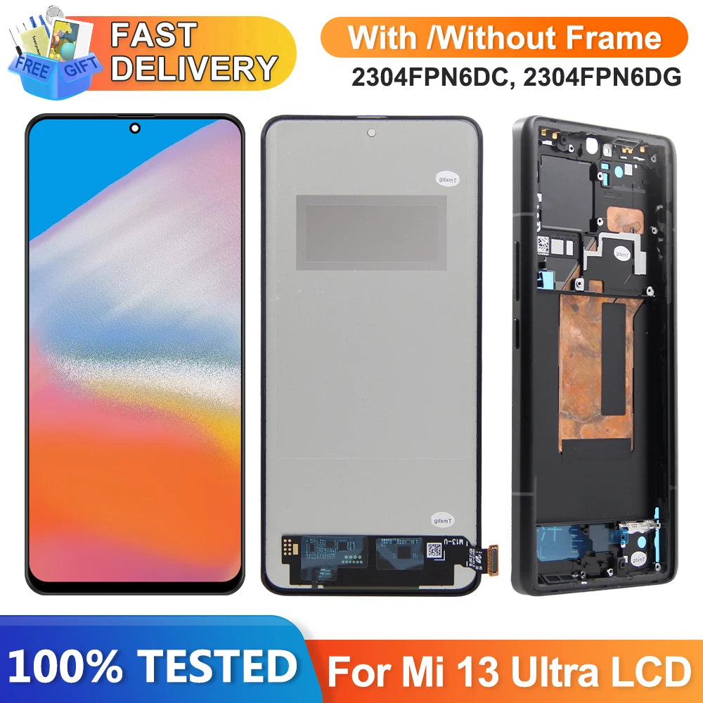 13 Ultra Display for Xiaomi 13 Ultra  2304FPN6DC 2304FPN6DG Display Digital Touch Screen with Frame Assembly Lcd Screen Xiaomi phone repair parts