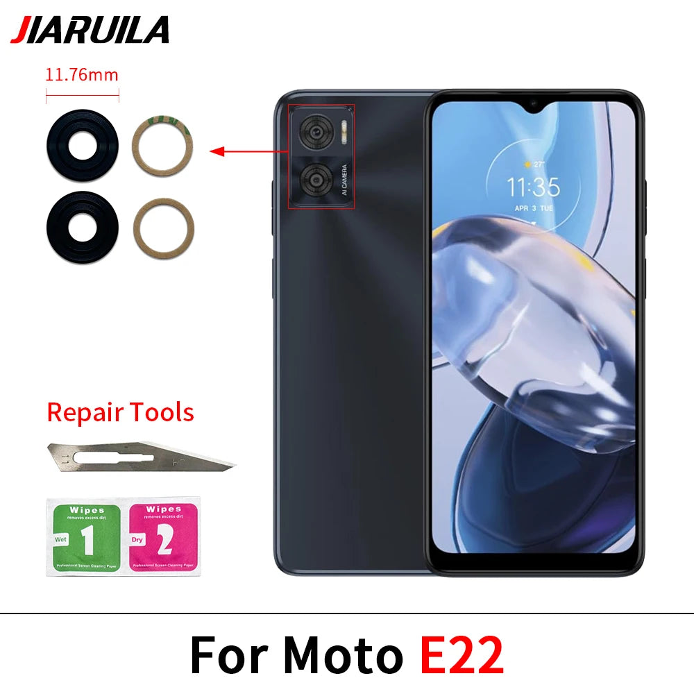 Back Rear Camera Glass Lens For Moto E4 E7 E6 E6s E5 E7i Plus Play Power E20 E30 E40 E22 E32 E13 E22i With Adhesive Motorola phone repair parts