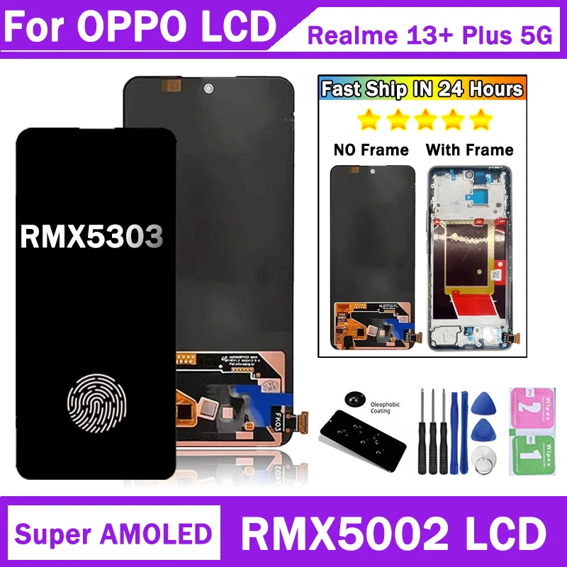 6.67"AMOLED For Realme 13+/13 Plus LCD Display Touch Screen Digitizer RMX5002 RMX5000 Display Replacement Oppo phone repair parts Realme phone repair parts