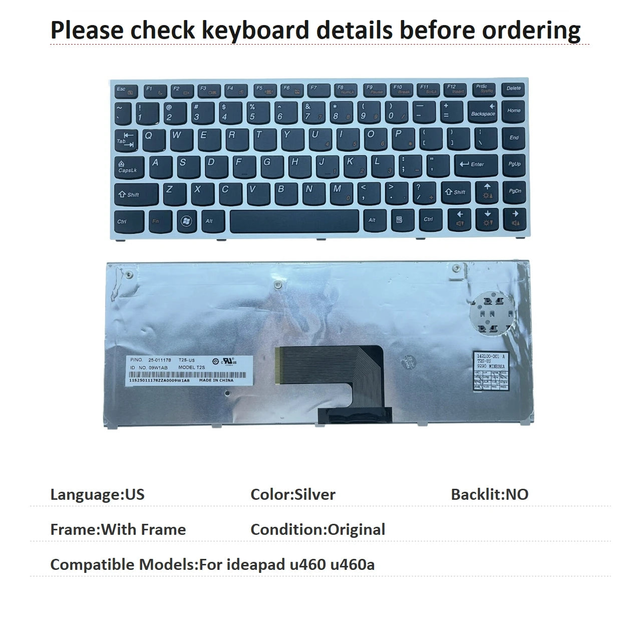 New US Language  Keyboard For Lenovo ideapad u460 u460a Notebook PC Replacement Keyboard Lenovo laptop repair parts