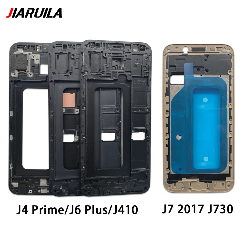 10Pcs, Front Housing LCD Display Frame For Samsung  J4 Prime J4 Core J6 Plus J610 J7 2017 Housing Middle Frame Bezel Plate Cover Samsung phone repair parts