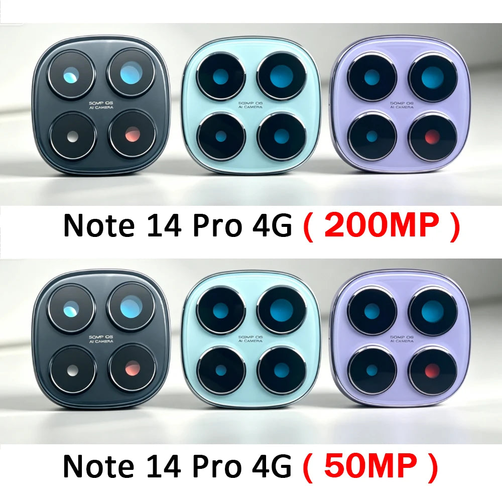 Back Rear Camera Glass Lens Circle Cover Frame With Adhensive For Xiaomi Redmi Note 14 Pro 4G 5G 200MP 50MP Replacement Parts  Xiaomi  Xiao mi phone repair parts