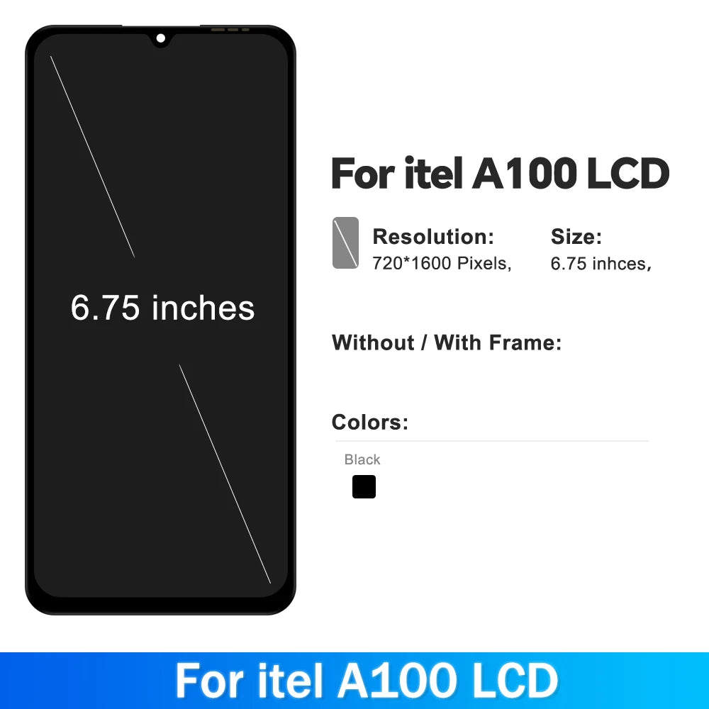 6.75" For Itel A100 LCD Display Touch Screen Digitizer Assembly For Itel A100 A673L Screen Replacement Repair Parts Itel phone repair parts