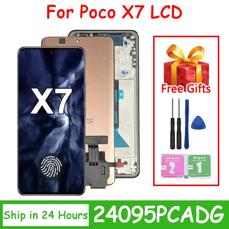 24095PCADG Display Screen For POCO X7 Display for Xiaomi POCO X7 LCD Display Digital Touch Screen with Frame Assembly Oppo phone repair parts Realme phone repair parts