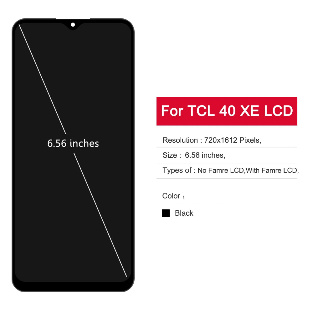 6.56" OEM For TCL 40 XE LCD Touch Digitizer Assembly For TCL 40XE Display Replacement Repair Parts 100% Tested TCL phone repair parts