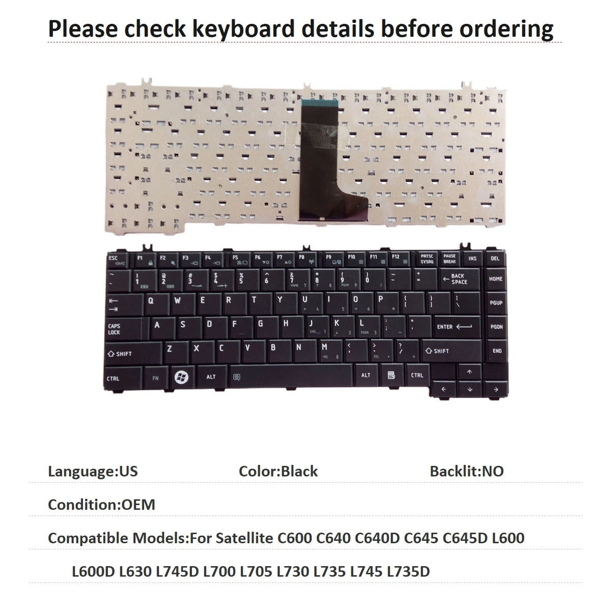 US Spanish Brazil Keyboard For Toshiba Satellite C600 C640 C640D C645 C645D L600 L600D L630 L745D L700 L705 L730 L735 L745 L735D TOSHIBA laptop repair parts