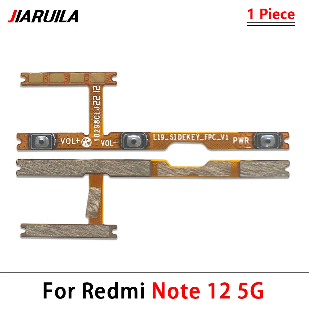 10Pcs,  Power On Off Volume Key Button Flex Cable For Xiaomi Redmi Note 10 10s 11 11s 12 12s 13 Pro Plus 4G 5G Xiaomi  Xiao mi phone repair parts