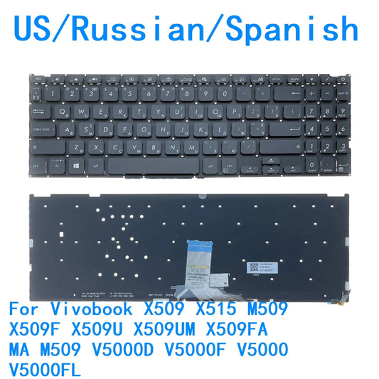 US RU SP Backlit Keyboard For ASUS Vivobook X509 X515 M509 X509F X509U X509UM X509FA MA M509 V5000D V5000F V5000 V5000FL ASUS laptop repair parts