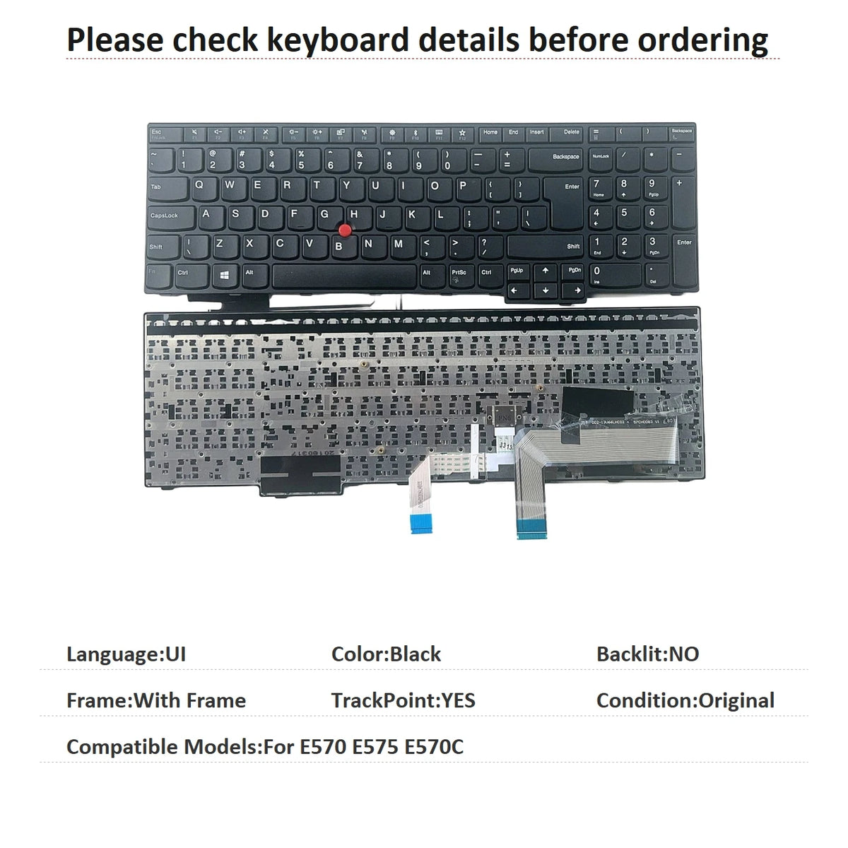 New US Russian Spanish Latin Brazil Laptop Keyboard For Lenovo Thinkpad E570 E575 E570C Notebook PC Replacement Lenovo laptop repair parts
