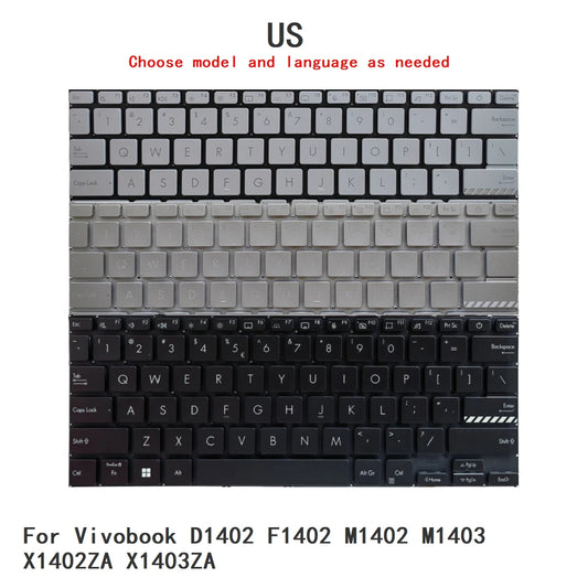 New US Language  Backlit Keyboard For ASUS Vivobook D1402 F1402 M1402 M1403 X1402ZA X1403ZA Notebook PC Replacement Keyboard  ASUS laptop repair parts
