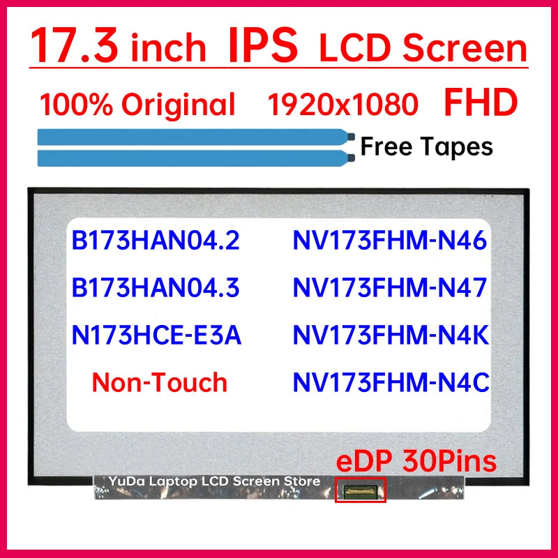 17.3 Inch LCD Screen B173HAN04.2 B173HAN04.3 N173HCE-E3A NV173FHM-N4K N47 N46 N4C Display Matrix Panel Replacement FHD Non-Touch Laptop screen replacement