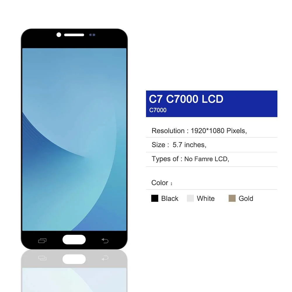 5.7'' Super AMOLED C7000 Display Screen, for SAMSUNG Galaxy C7 C7000 LCD Display Touch Screen Digitizer Assembly Replacement Samsung phone repair parts