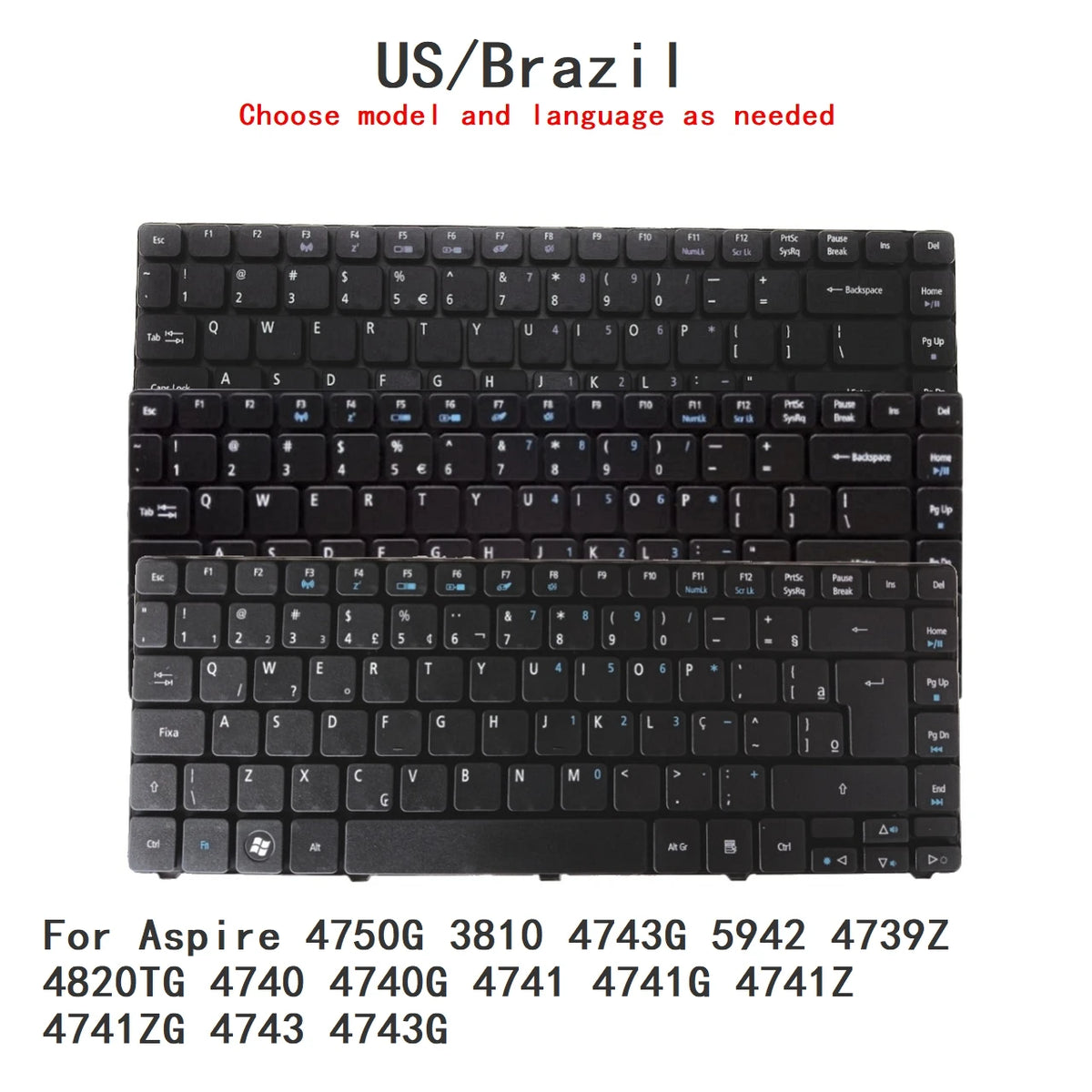 New US Brazil Keyboard For Acer Aspire 4750G 3810 4743G 5942 4739Z 4820TG 4740 4740G 4741 4741G 4741Z 4741ZG 4743 4743G Acer laptop repair parts