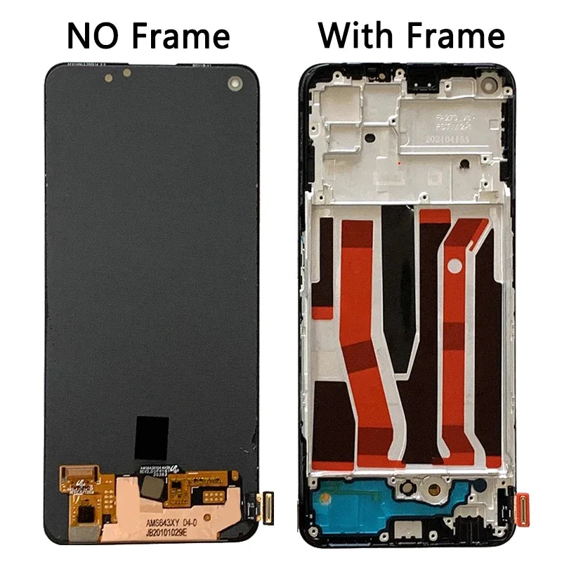 6.4" Super AMOLED For OPPO Reno6 Z LCD Display With Frame Touch Screen Digitizer Assembly For Reno 6Z CPH2237 Display Frame Oppo phone repair parts Realme phone repair parts