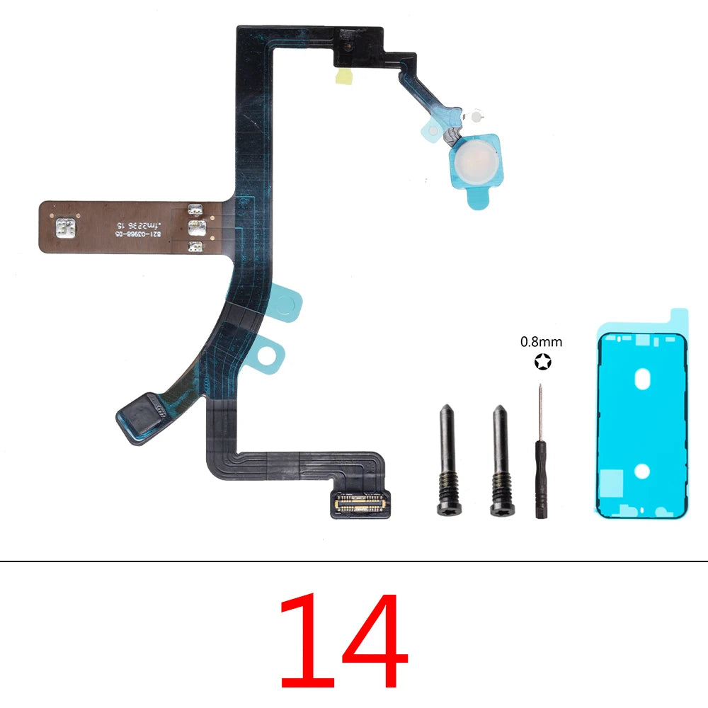 1set Flash Light Power Volume FlashLight Flex Cable For iPhone 12 13 14 15 Pro Max Mini Plus With Sticker iPhone phone repair parts