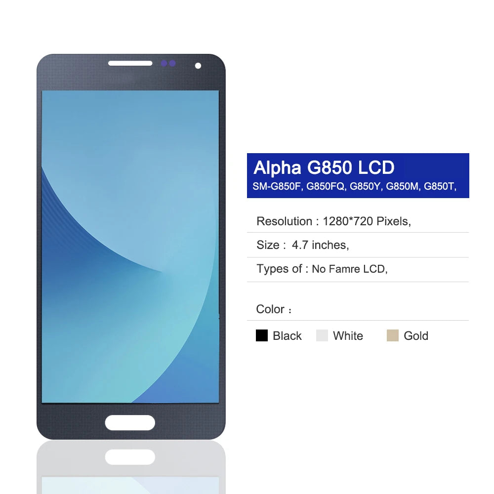 Super AMOLED Screen for Samsung Galaxy Alpha G850 G850F Lcd Display Touch Screen Digitizer Replacement for Samsung Galaxy Alpha Samsung phone repair parts