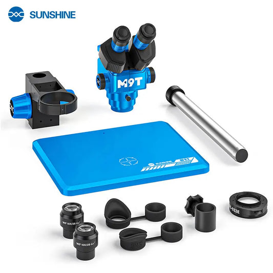 SUNSHINE M9T 6-45X Continuous Zoom Stereo Microscope True Magnification 0.5X CTV Mount 35cm Column forPhone PCB Soldering Repair Professional Repair Tools