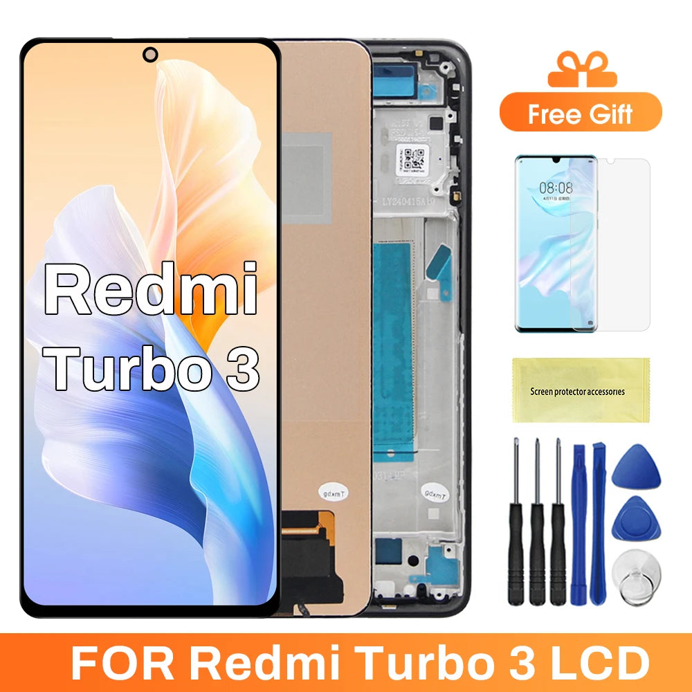 For Redmi Turbo3 Turbo 3 24069RA21C Pantalla LCD Display Screen Touch Digitizer Assembly For REDMI TURBO 3 Replacement Parts Redmi phone repair parts