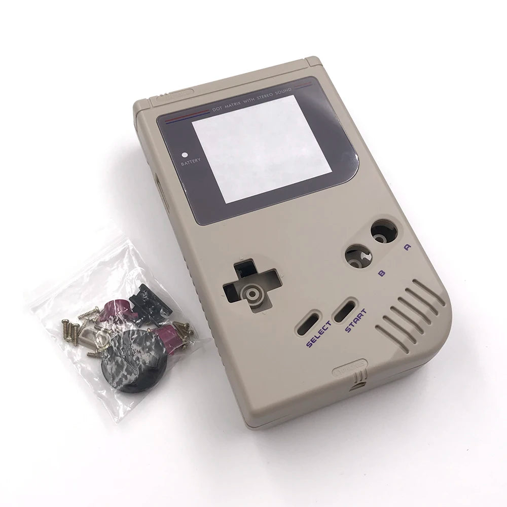 For Nintendo Game Boy DMG GB Shell Kit Grey Housing Shell With Screen Lens Screws Replacement Game console repair parts