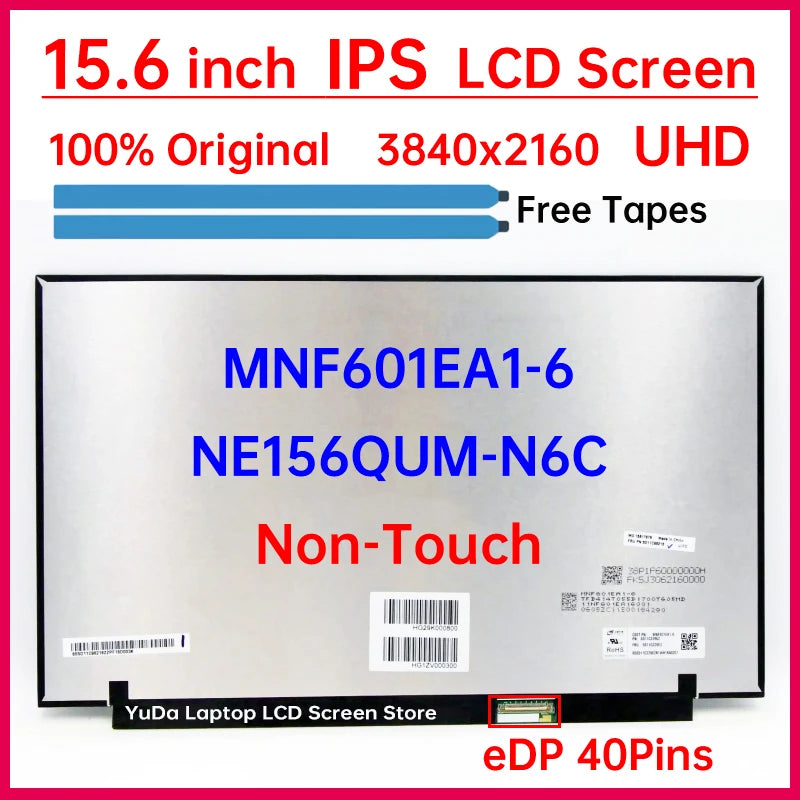 15.6 Inch UHD Laptop LCD Screen NE156QUM N6C NE156QUM-N6C MNF601EA1-6 For Lenovo Legion S7-15ACH6 Display Matrix Panel 3840x2160 Lenovo laptop repair parts