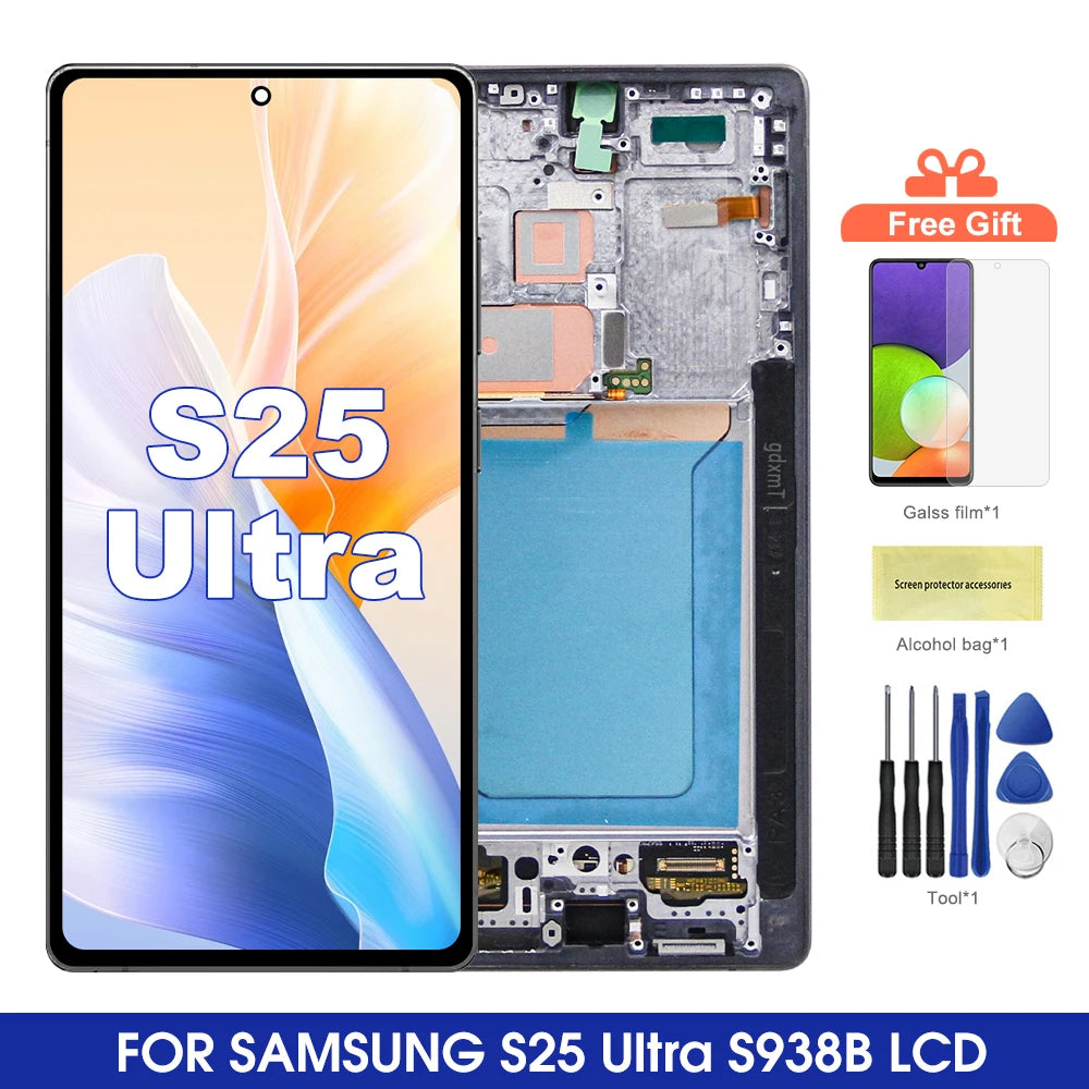 AMOLED For Samsung Galaxy S25 Ultra S938B S938B/DS S938U LCD Display Touch Screen Digitizer Assembly Replacement 100% Tested Samsung phone repair parts
