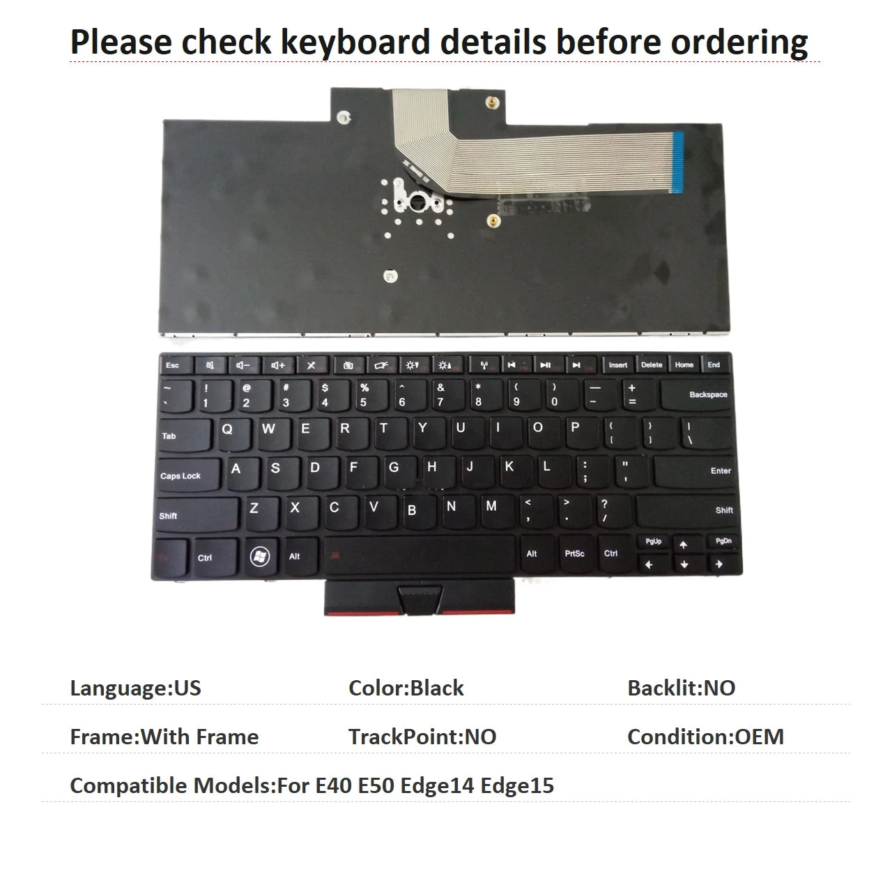 New US Language  Keyboard For Lenovo Thinkpad E40 E50 Edge14 Edge15 Notebook PC Replacement Keyboard Lenovo laptop repair parts