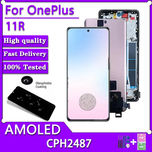 6.74" New For Oneplus 11R LCD 1+11R Display Touch Screen Digitizer Assembly CPH2487 Display With Frame  OnePlus phone repair parts