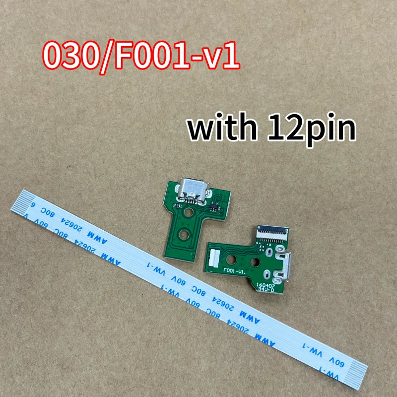 10sets/Lot for Playstation4 PS4 DualShock 4 Controller Micro USB Charging Socket Board REV + Cable 12pin Jds-030 F001 V1 JDS030 Game console repair parts