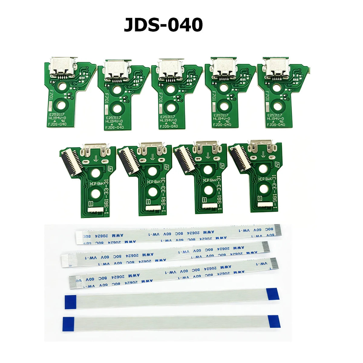 10/20/30PCS Micro USB Charging Port Socket Circuit Board With 12PIN Ribbon Flex Cable For PS4 Slim PRO JDS 040 Controller  Game console repair parts