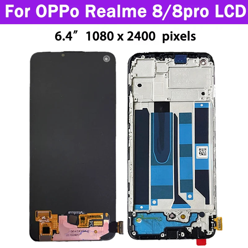 6.4"Super AMOLED For Oppo Realme 8 4G RMX3085 LCD Display Screen+Touch Panel Digitizer for RealMe8 Pro 8Pro Screen Display LCD Oppo phone repair parts Realme phone repair parts