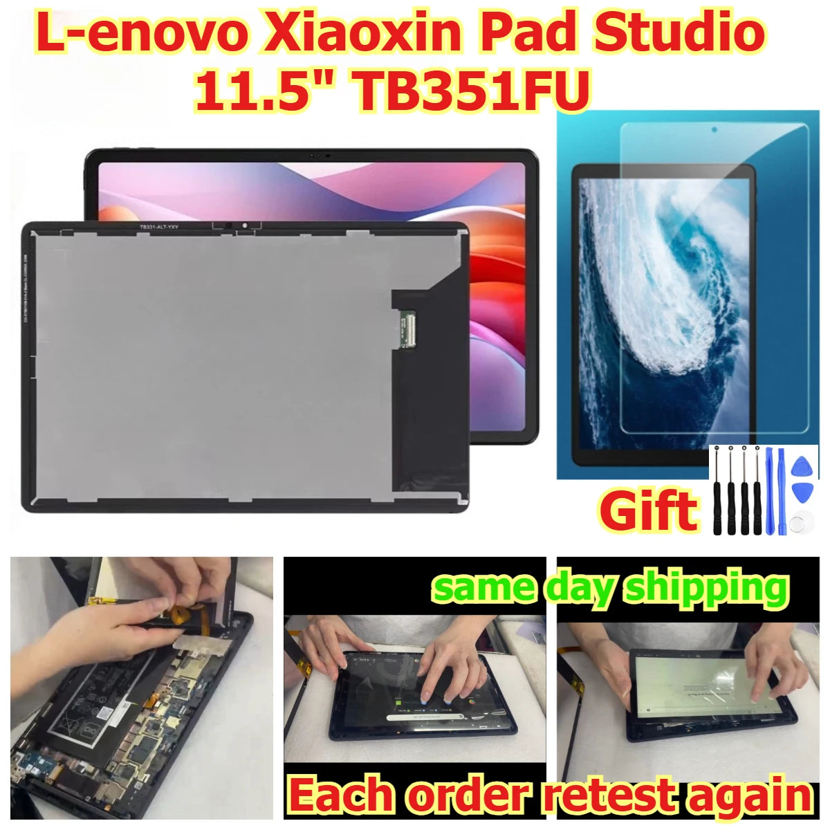 100% tested Tab touch display lcd screen for Lenovo Xiaoxin Pad Studio 11.5 inch TB351FU Digitizer assembly Lenovo tablet repair parts