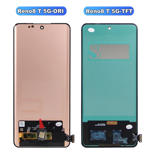 Super Amoled/TFT For Oppo Reno8 T 8T 5G LCD Display Touch Panel Digitizer For Reno8 T 5G CPH2505 LCD With Frame Replacement OPPO phone repair parts