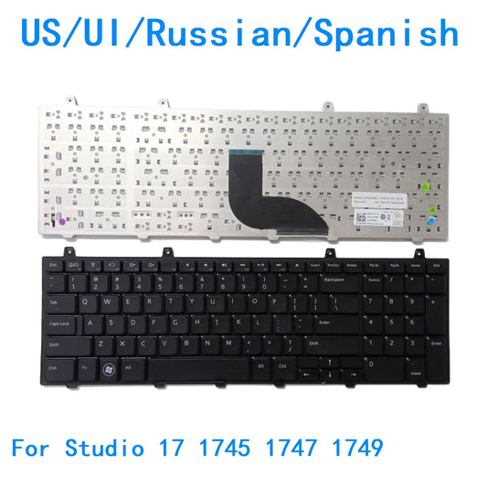 New US UI Russian Spanish Language  Keyboard For Dell Studio 17 1745 1747 1749 Notebook PC Replacement KeyboardDell laptop repair parts