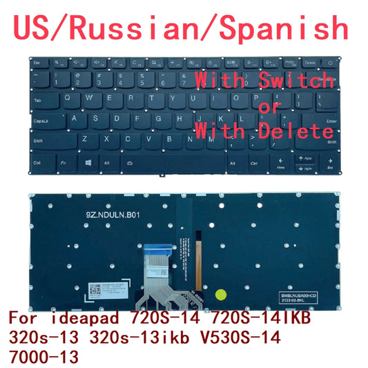 New US Russian Spanish Laptop Backlit Keyboard For Lenovo ideapad 720S-14 720S-14IKB 320s-13 320s-13ikb V530S-14 7000-13 LCM16K8 Lenovo laptop repair parts