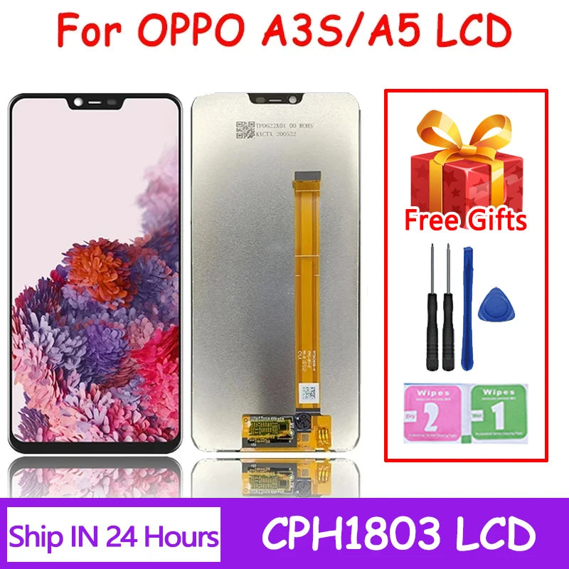 6.2'' IPS For OPPO A3s CPH1803 CPH1853 CPH1805 LCD Touch Panel Sensor Digitizer Assembly For OPPO A5 (AX5) CPH1809,CPH1851 Oppo phone repair parts Realme phone repair parts
