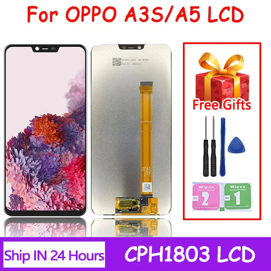 6.2'' IPS For OPPO A3s CPH1803 CPH1853 CPH1805 LCD Touch Panel Sensor Digitizer Assembly For OPPO A5 (AX5) CPH1809,CPH1851 Oppo phone repair parts Realme phone repair parts