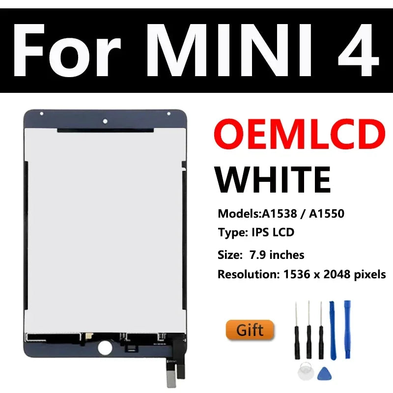 OEM LCD For APPLE iPad Mini 4 5 2015 2019 4th A1538 A1550 A2124 A2126 Display Touch Screen Digitizer Panel Assembly Replacement  iPad repair parts