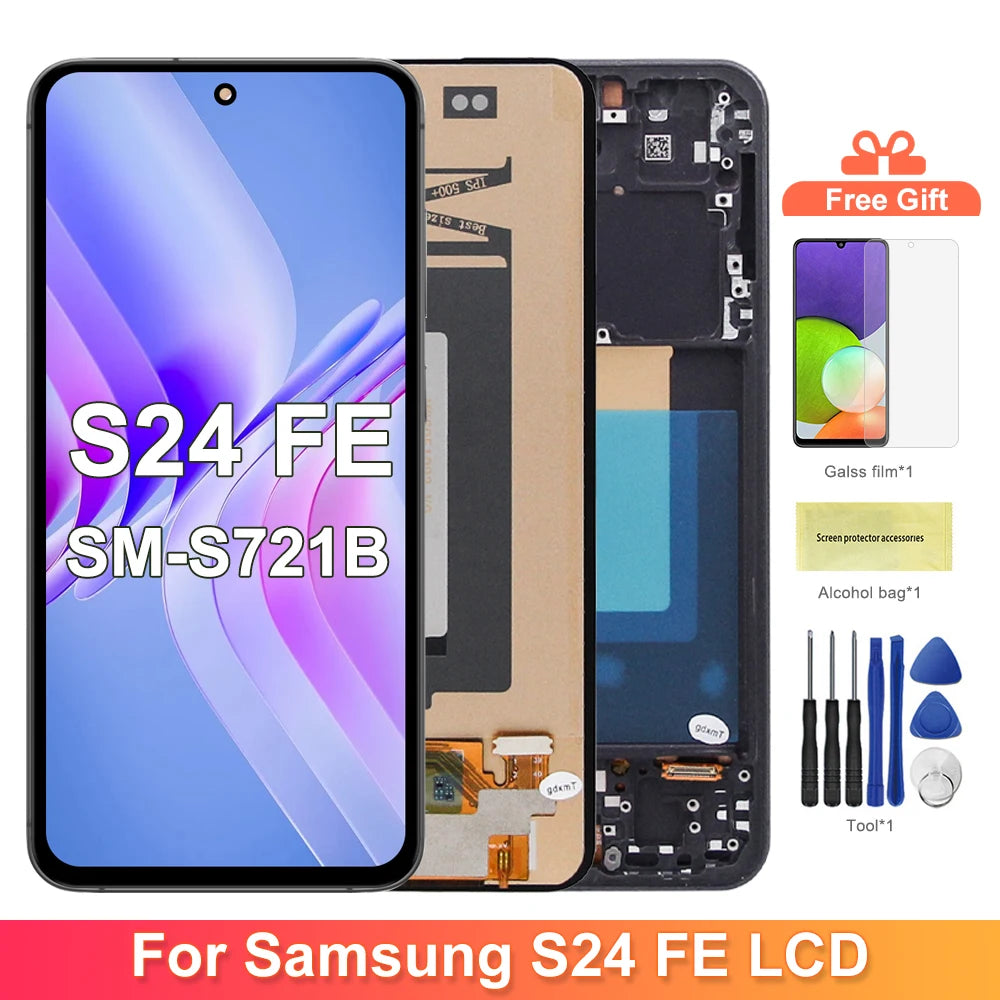 S24 FE For Samsung S24FE S721B S721U S721W S7210 LCD Display Touch Screen Digitizer Assembly Replacement Parts Samsung phone repair parts