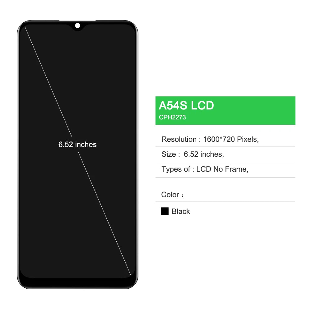 6.52" Screen for Oppo A54s CPH2273 Lcd Display Digital Touch Screen with Frame for Oppo A54s Screen Assembly Replacement OPPO phone repair parts
