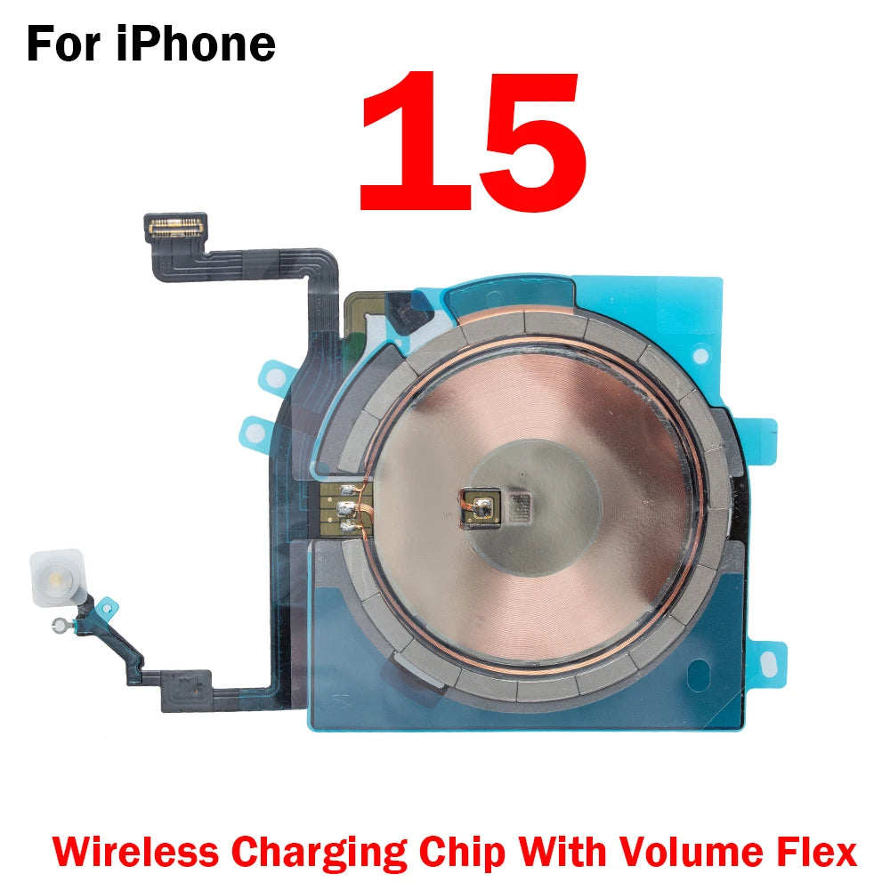1pcs Wireless Charging Coil Flex Cable for iPhone 15 14 Plus 12 13 Pro Max Charger Panel Sticker WPC Pad Chip Volume Tape Parts iPhone phone repair parts