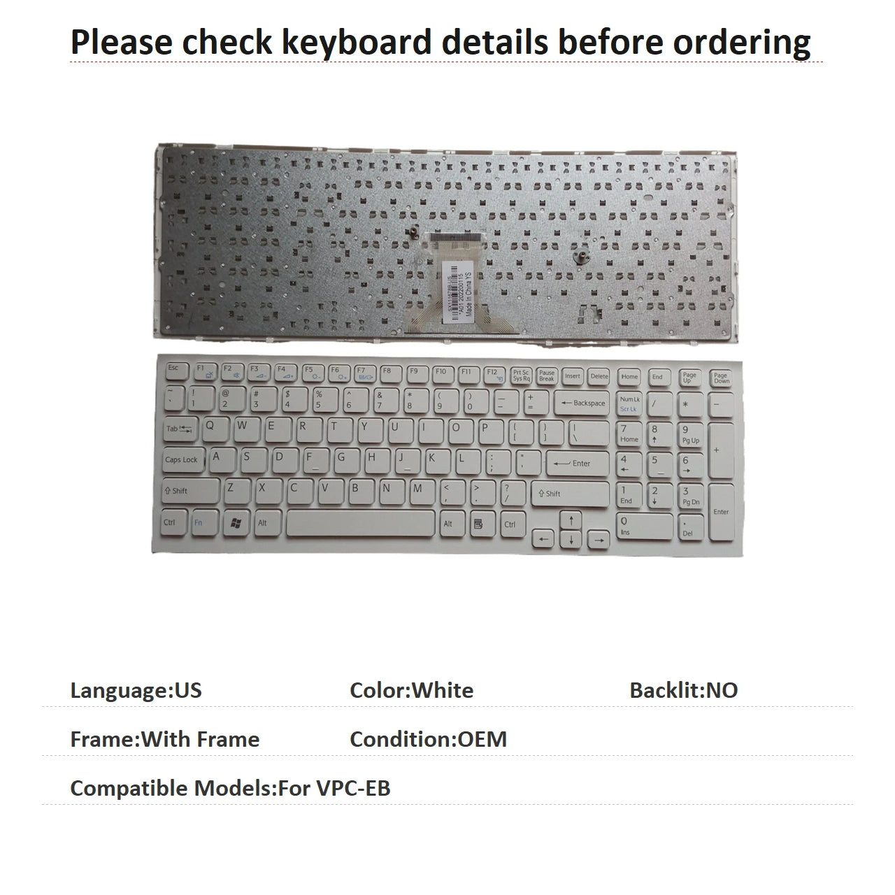 New US Russian Language  Keyboard For Sony VPC-EB Notebook PC Replacement Keyboard SONY laptop repair parts