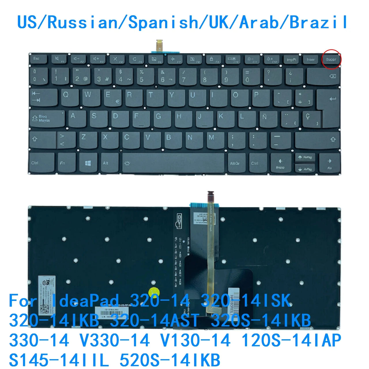 US RU SP UK AR BR Backlit Keyboard For Lenovo IdeaPad 320-14 320-14ISK 320-14IKB 320-14AST 320S-14IKB 330-14 V330-14 V130-14 120 Lenovo laptop repair parts