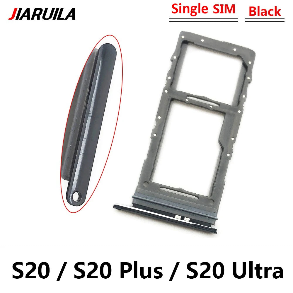 New Single Dual SIM Card Tray  For Samsung  S20 Plus Ultra Sim Slot Holder Replacement Parts Black / Blue / Grey