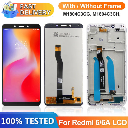 Screen for Xiaomi Redmi 6 Redmi 6A Lcd Display Digital Touch Screen with Frame Assembly for Xiaomi Redmi 6A M1804C3CG M1804C3CH Xiaomi phone repair parts