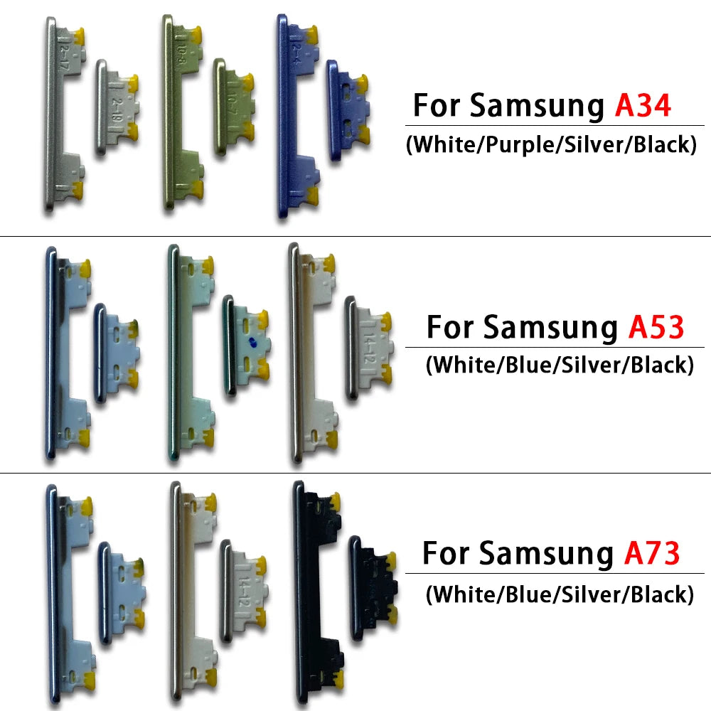 50Pcs,  New For Samsung A22 A32 A52 A72 A13 A23 A33 A53 A73 A14 A24 A34 A54 4G 5G Power Button Volume Side Button Key Samsung phone repair parts