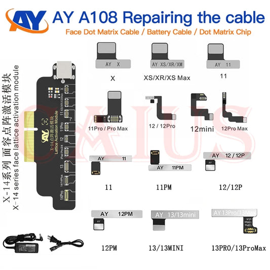 AY A108 Dot Matrix Repair Cable IPhone X/XR/XS/11/12/13/14 Pro Max Mini Dot Projector Read Write Dot Matrix Face ID Repair Flex Professional Repair Tools